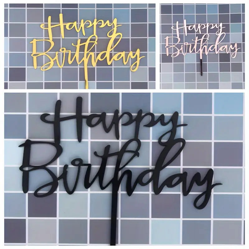 3pcs, Happy Birthday English Letter Cake Placard Happy Birthday Acrylic Cake