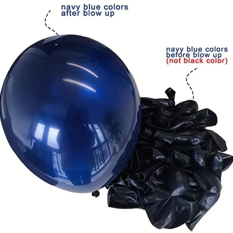 42-Piece Balloon Set - Navy, Golden, Blue Latex Balloons for Parties