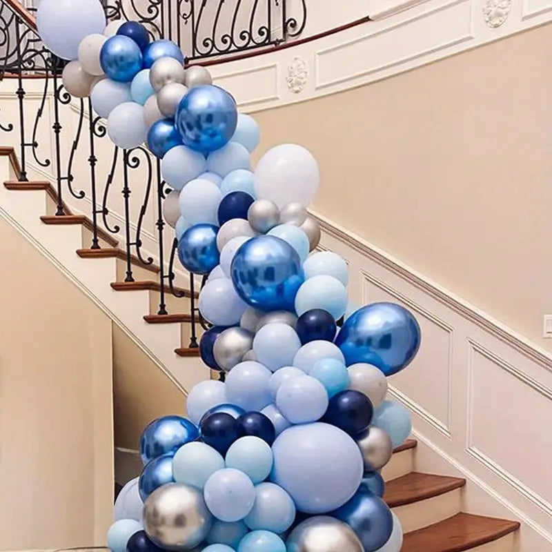 42-Piece Balloon Set - Navy, Golden, Blue Latex Balloons for Parties