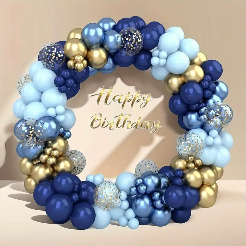 42-Piece Balloon Set - Navy, Golden, Blue Latex Balloons for Parties