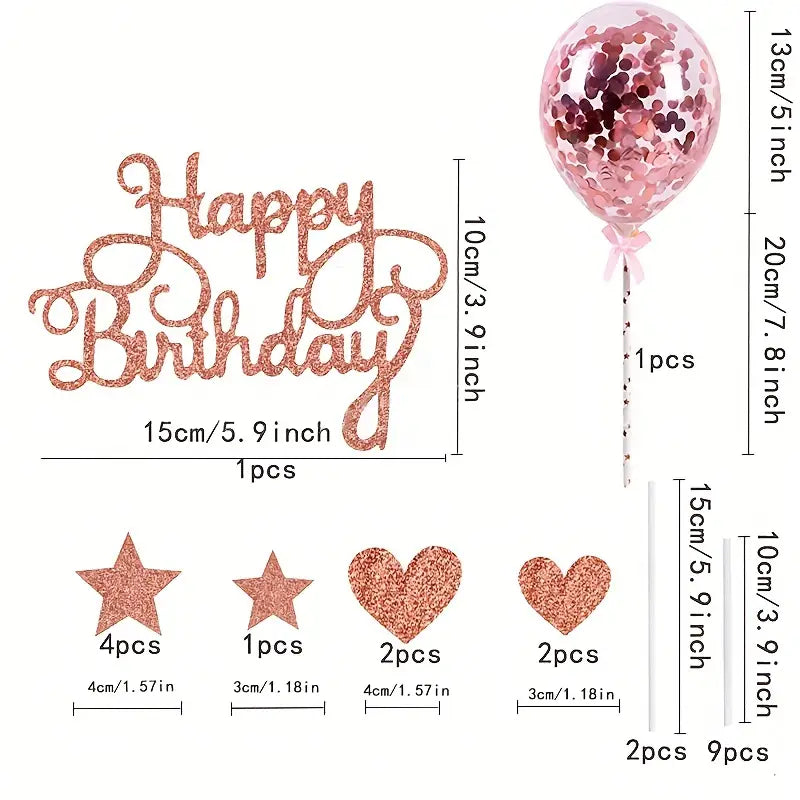 11pcs/set Happy Birthday Cake Toppers