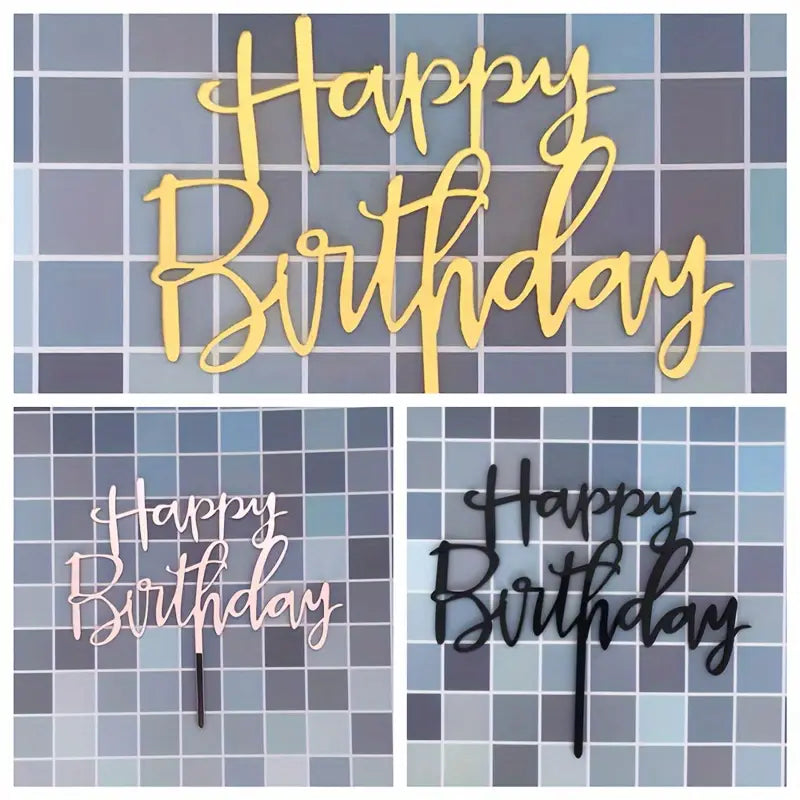 3pcs, Happy Birthday English Letter Cake Placard Happy Birthday Acrylic Cake