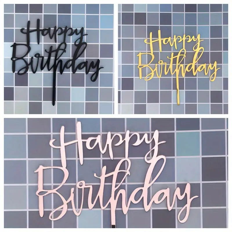 3pcs, Happy Birthday English Letter Cake Placard Happy Birthday Acrylic Cake