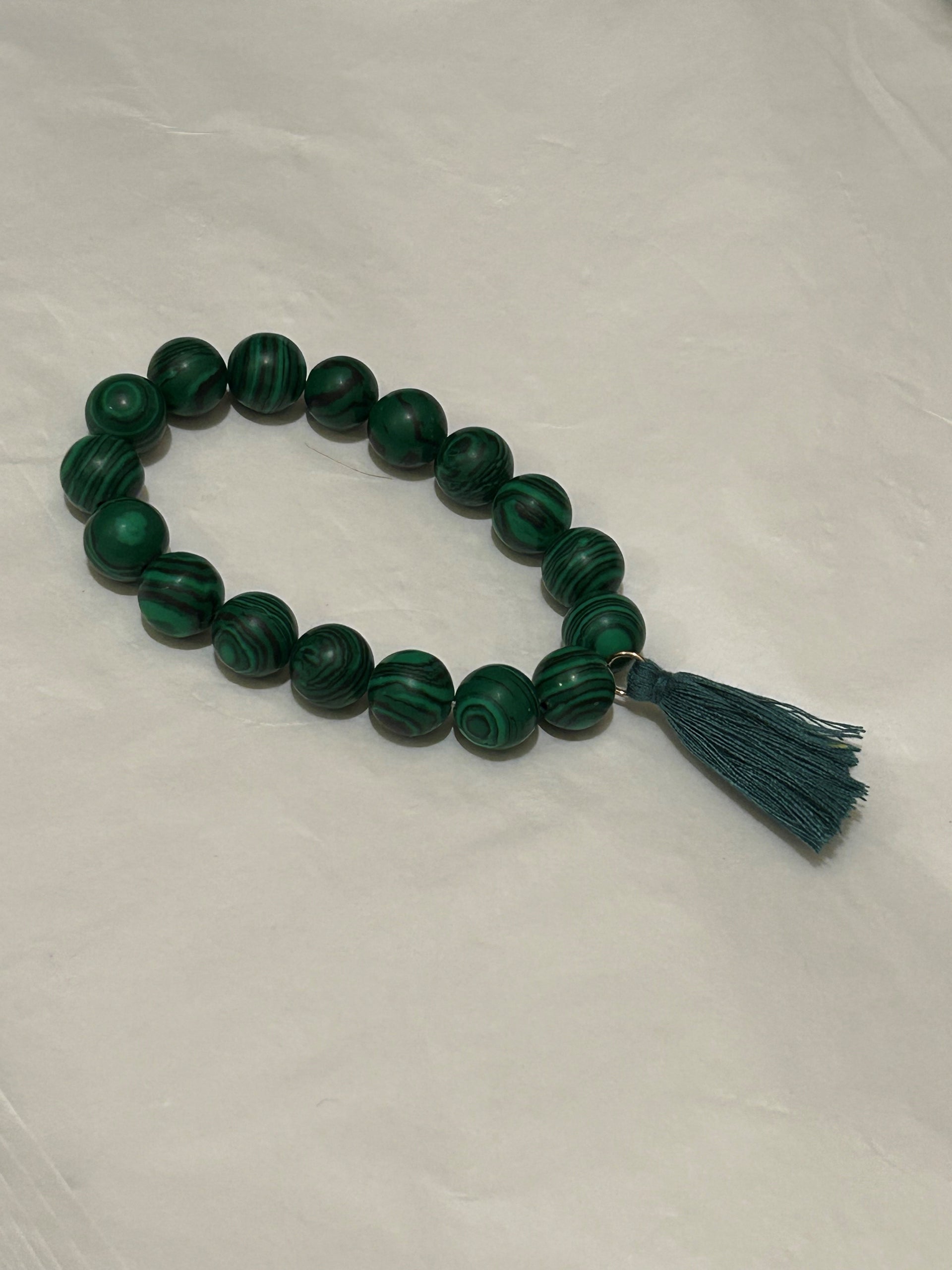 Malachite Stone With Green Tassel