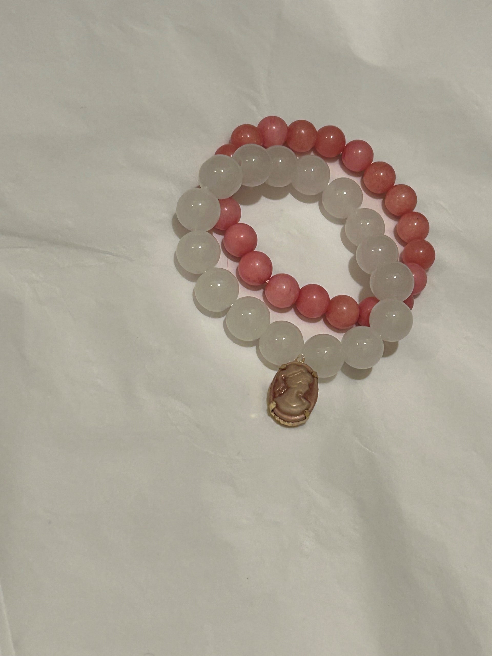Natural Stone Victorian Charm Bracelet Set
