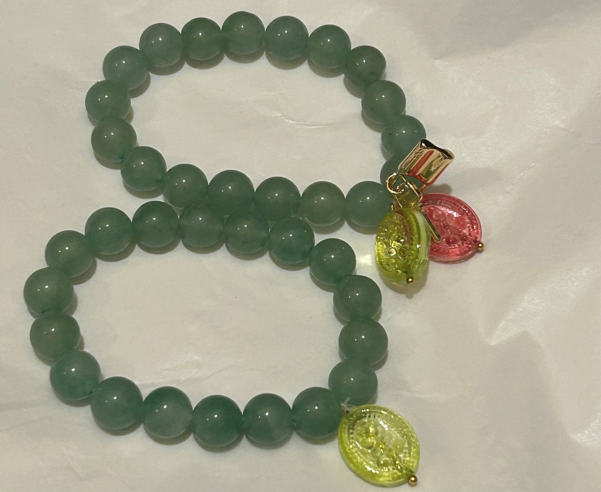 Jade Stone Bracelet With Charm