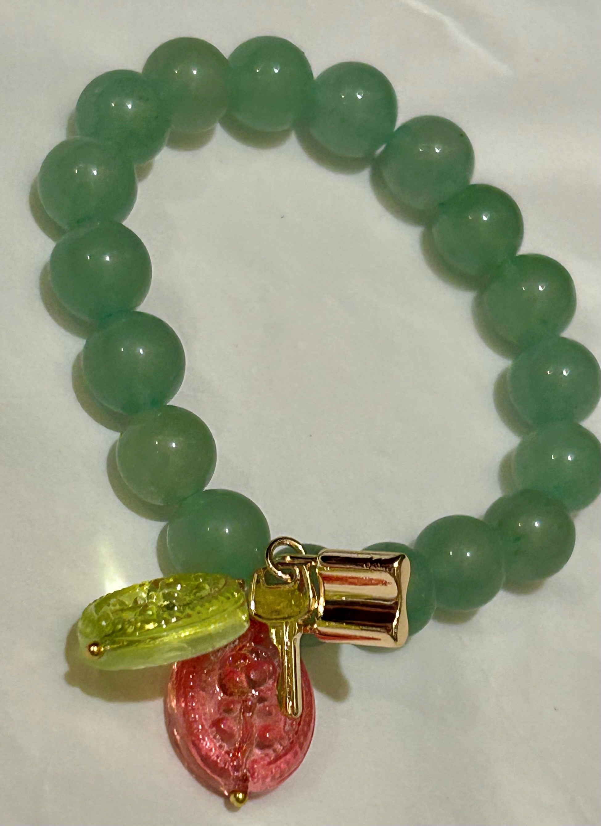 Jade Stone Bracelet With Charm