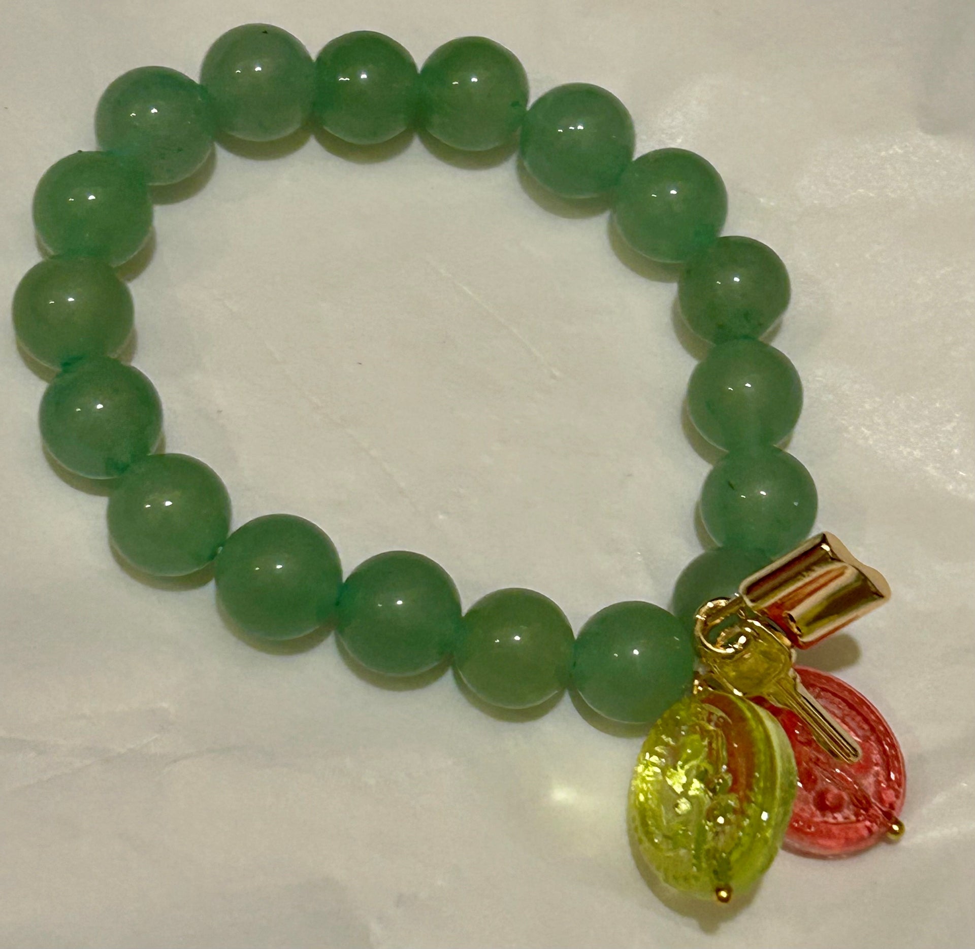 Jade Stone Bracelet With Charm