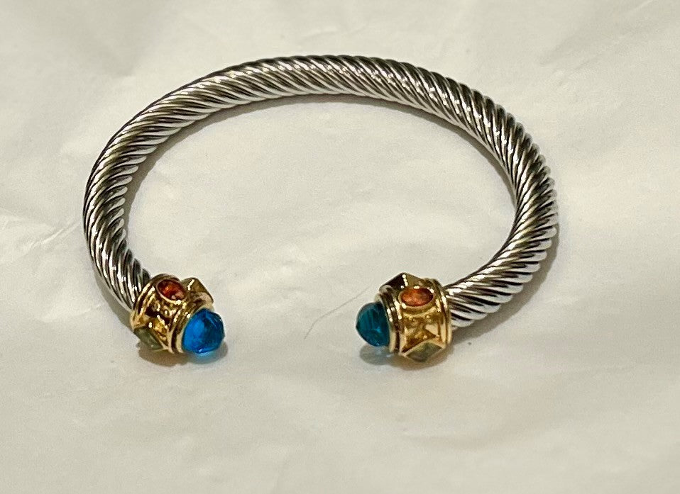 Sky And Gold Cable Bracelet