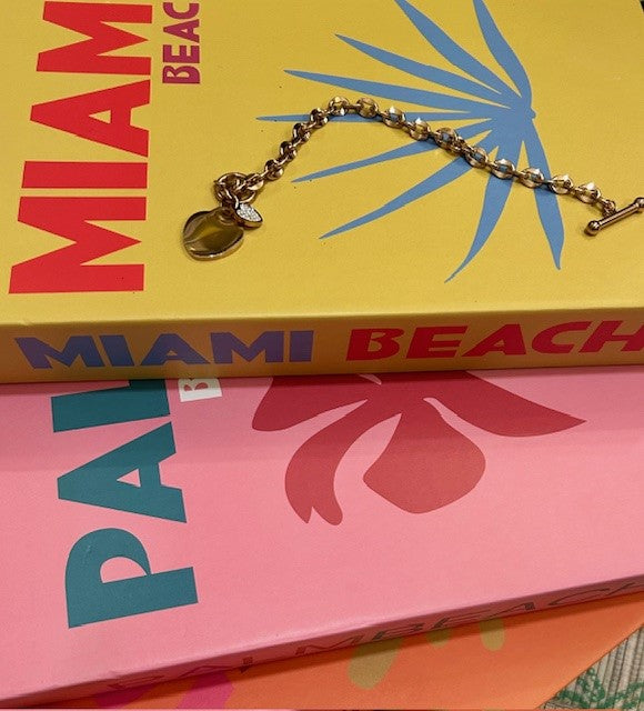 Heart Charm, Gold Link Toggle Bracelet