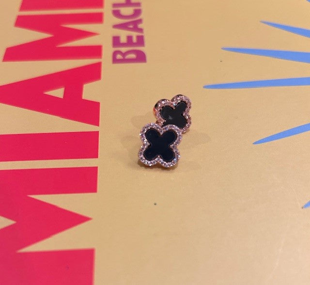 Onyx Clover Studs