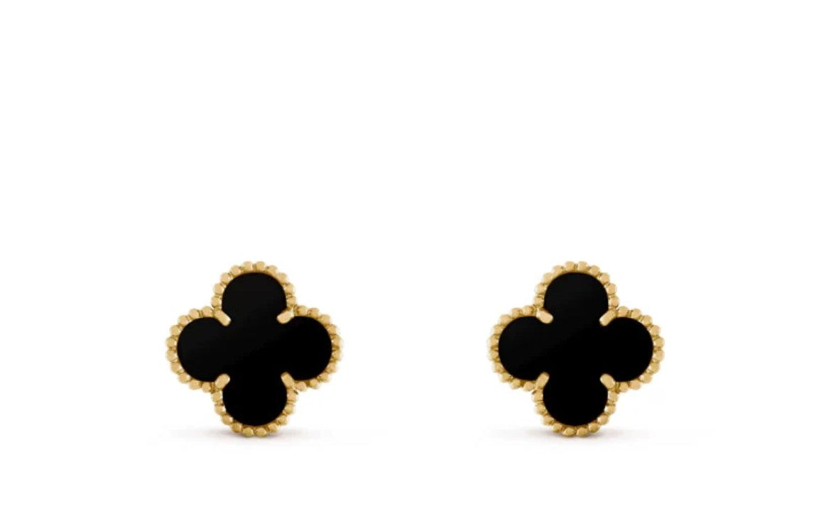 Onyx Clover Studs