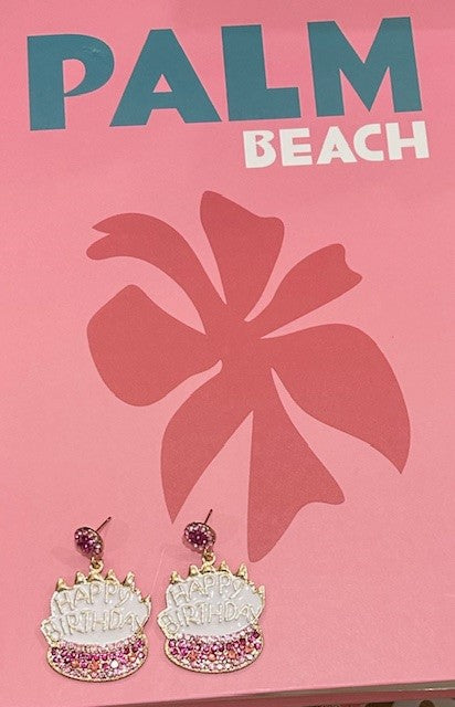 Pink & White Birthday Cake Earrings
