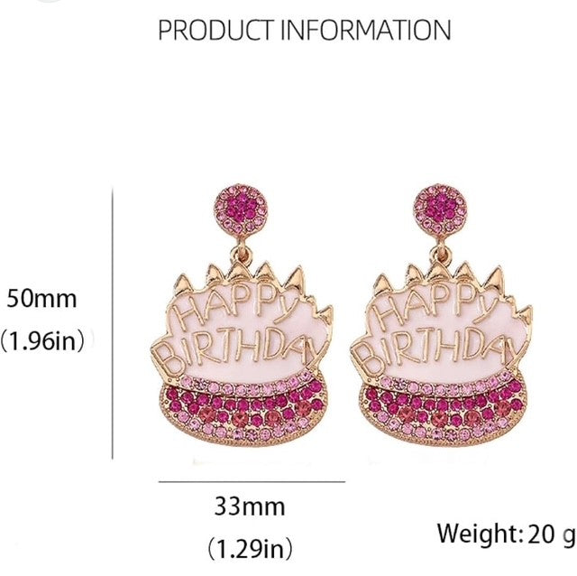 Pink & White Birthday Cake Earrings