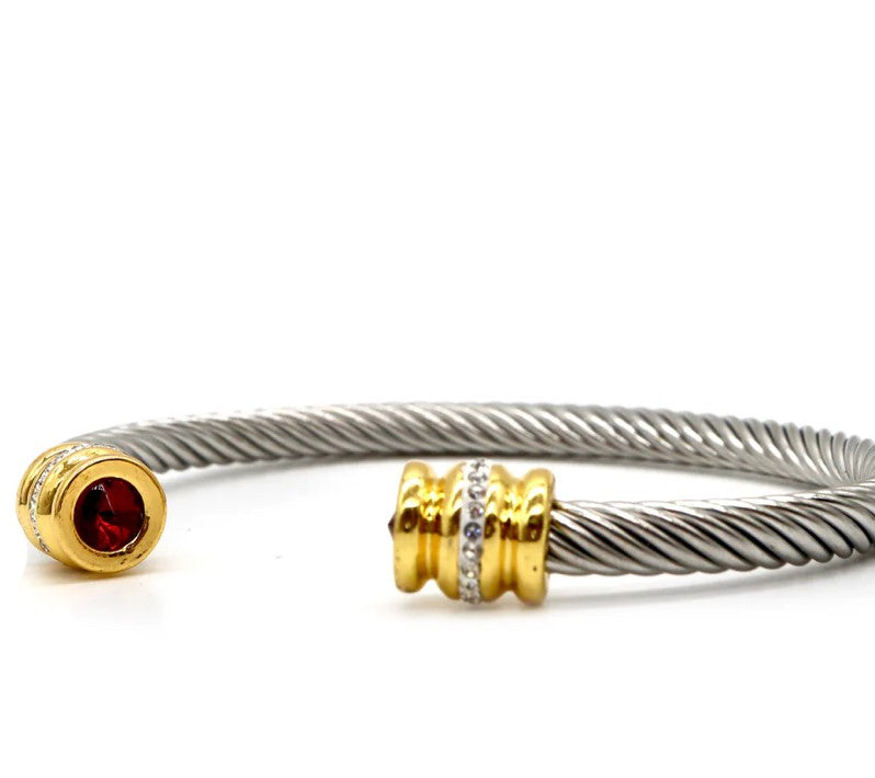 Silver & Gold Cable Cuff Bracelet