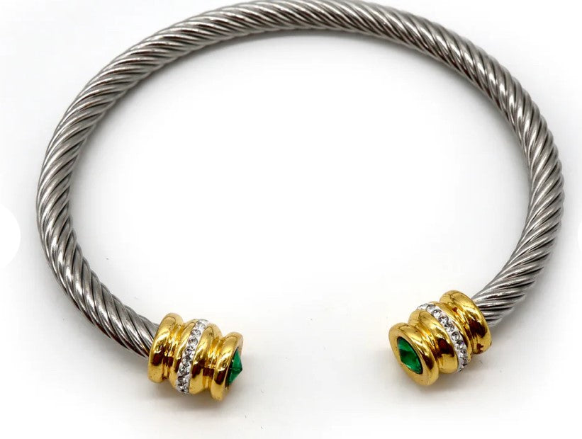 Silver & Gold Cable Cuff Bracelet