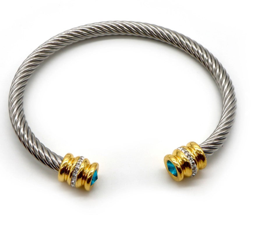 Silver & Gold Cable Cuff Bracelet