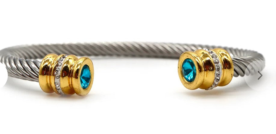 Silver & Gold Cable Cuff Bracelet