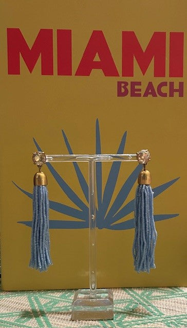 Crystal Stone Tassel Earrings