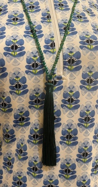 Green Crystal Tassel Necklace