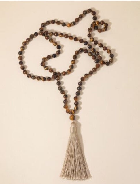 Birch & Cream Tassel Necklace