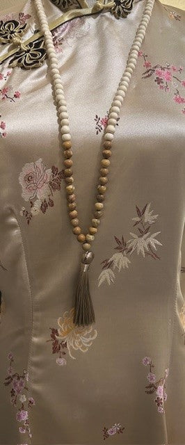 Birch & Cream Tassel Necklace