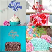 40pcs Glitter Happy Birthday Cake Toppers