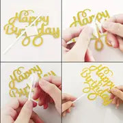 40pcs Glitter Happy Birthday Cake Toppers