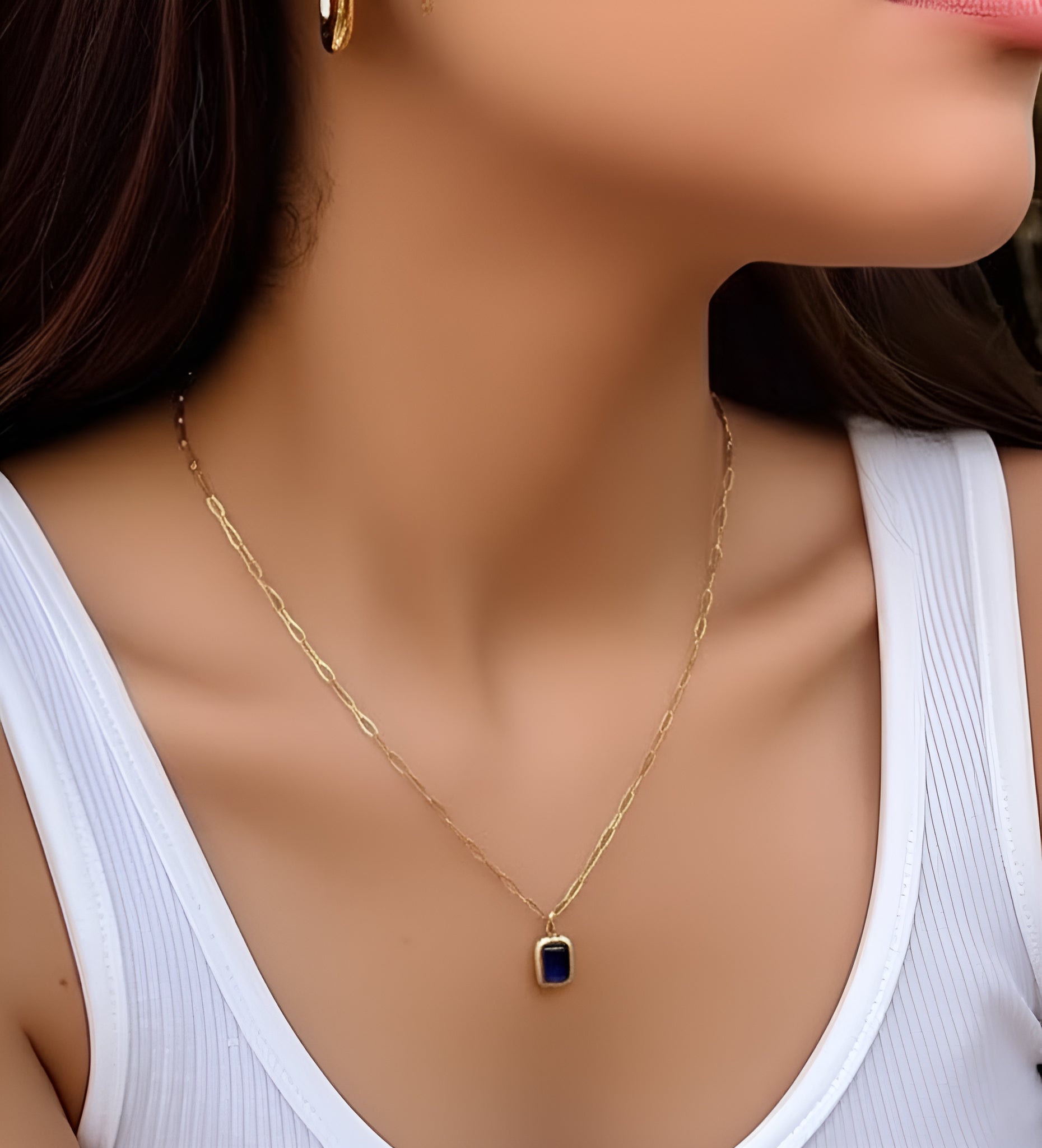 Royal Blue & Gold Link Necklace