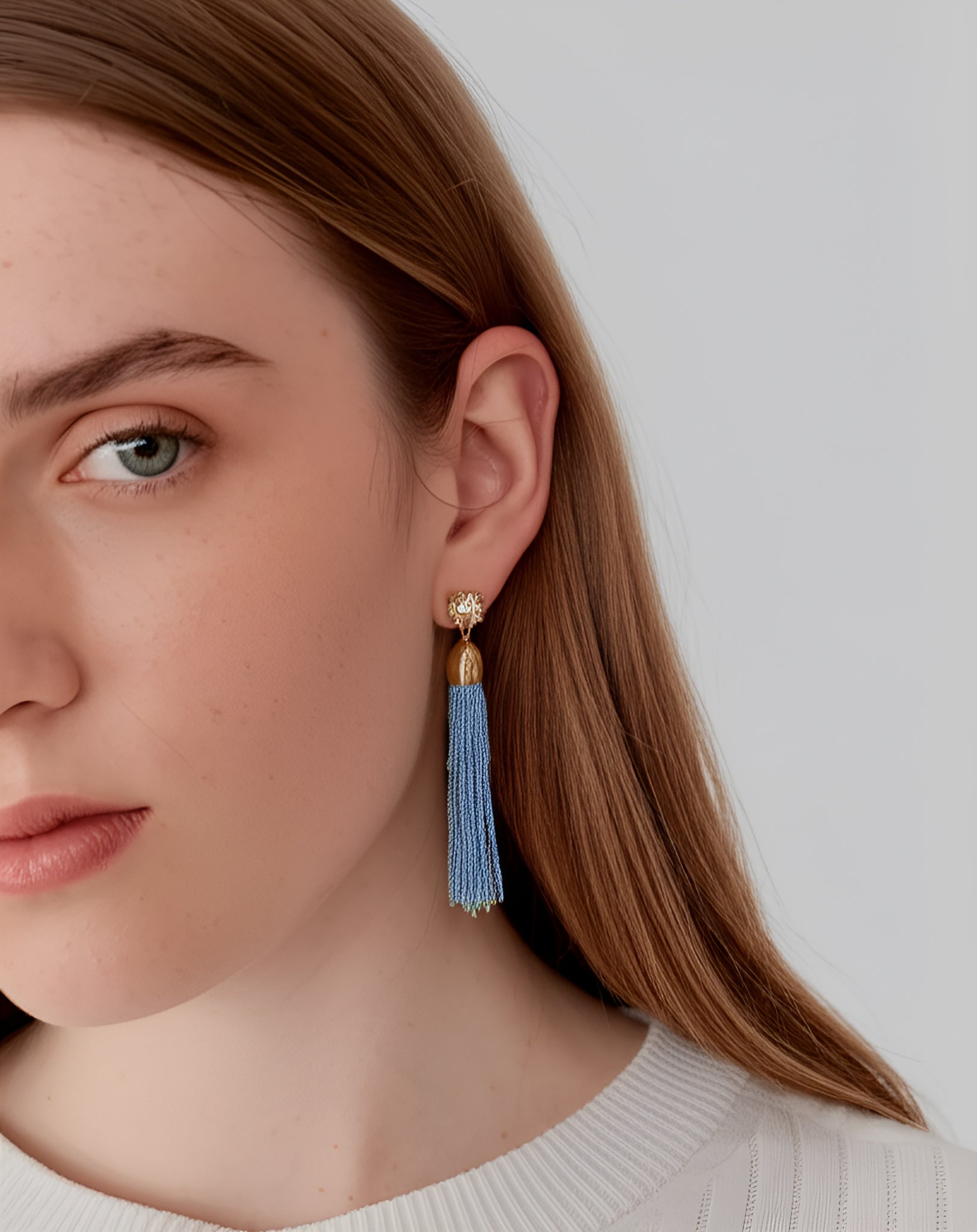 Crystal Stone Tassel Earrings