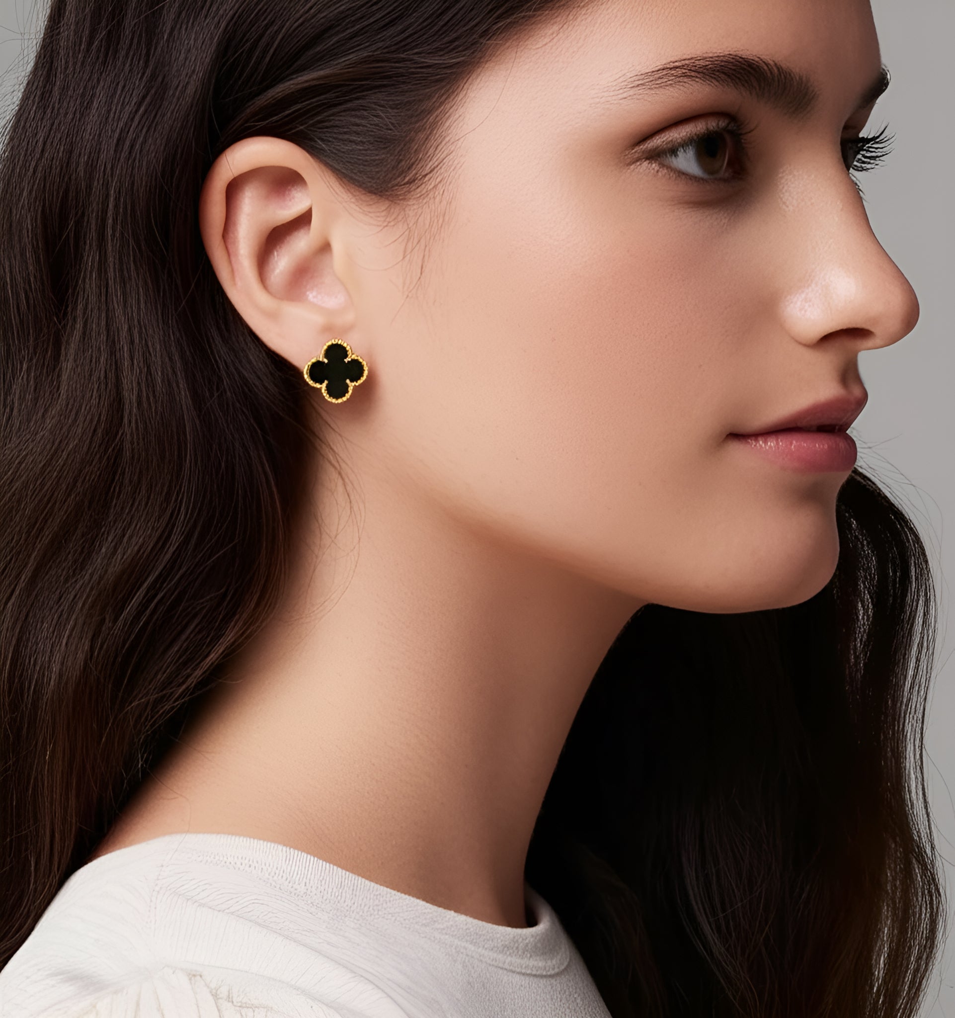 Onyx Clover Studs