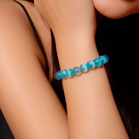 Sky Blue Cats Eye Stone Bracelet