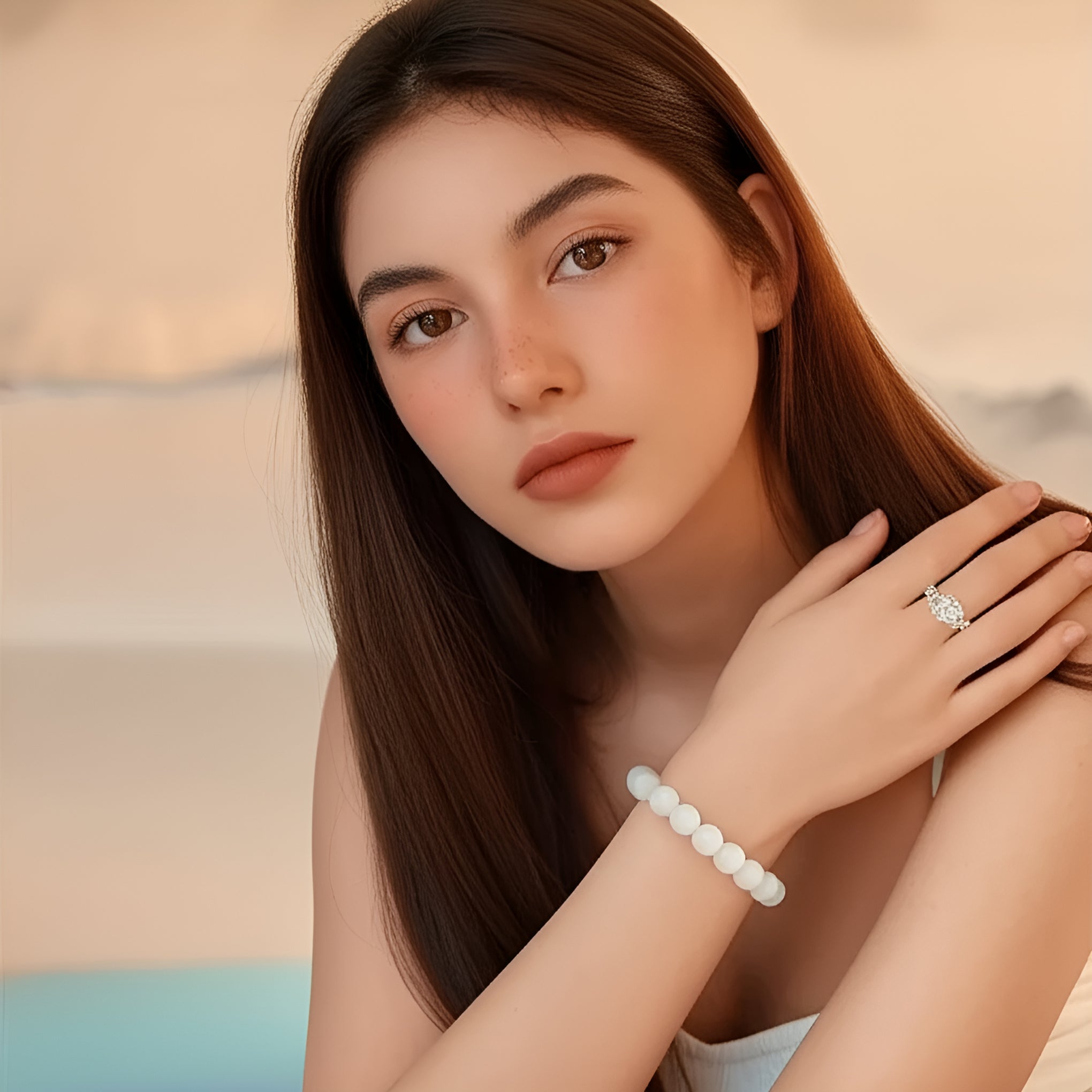 White Bead Bracelet
