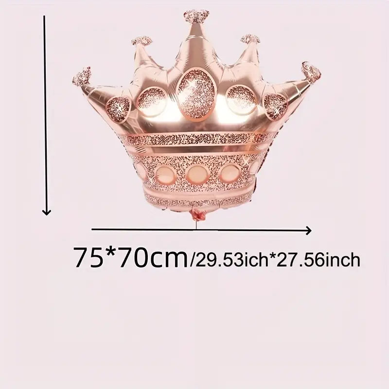 8PCS Rose Golden Crown Aluminum Film Balloon Set